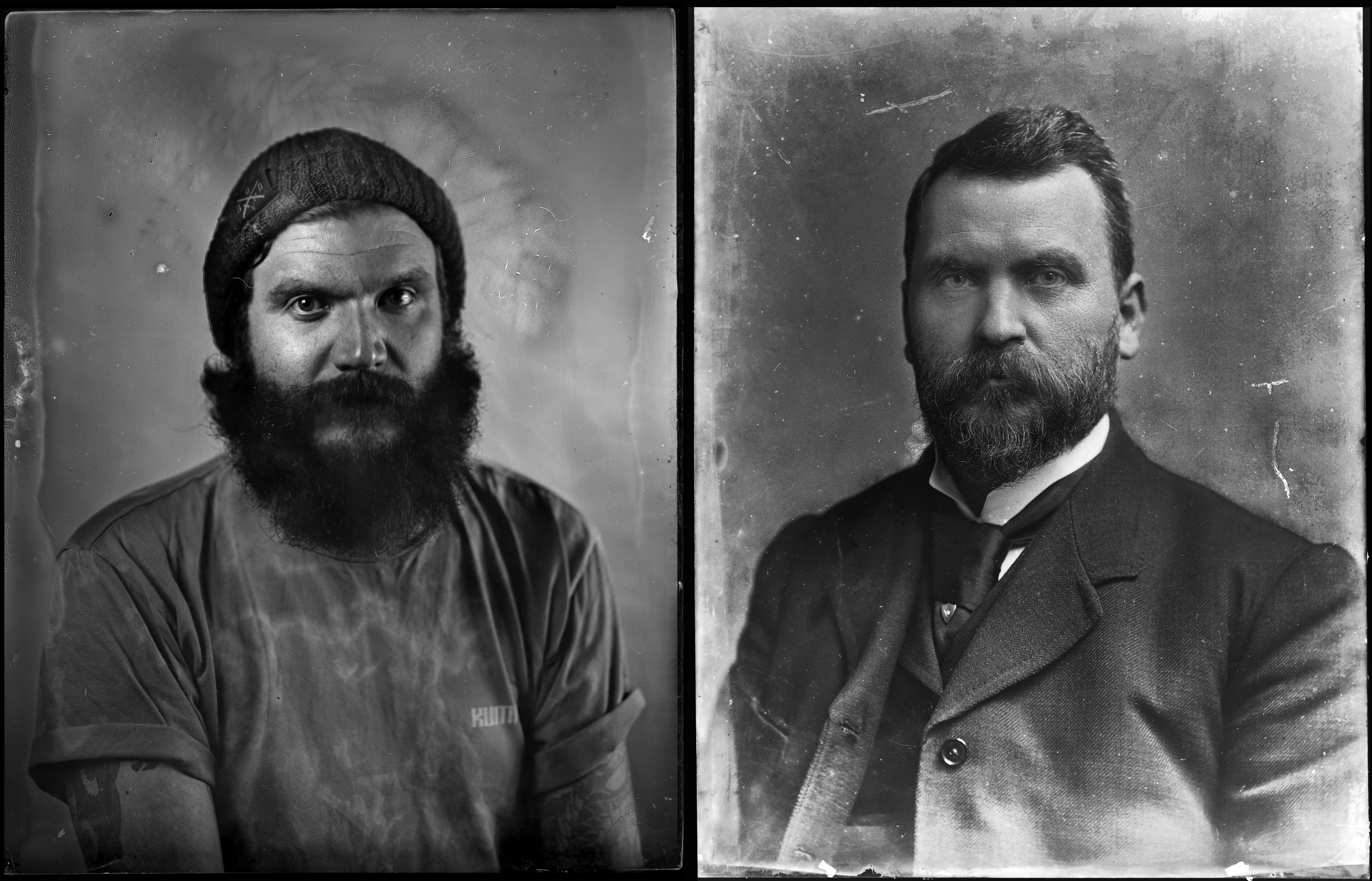 Left image from dry plate negative by Debbie Adele Cooper, Right image from dry plate negative from W W Winter Collection